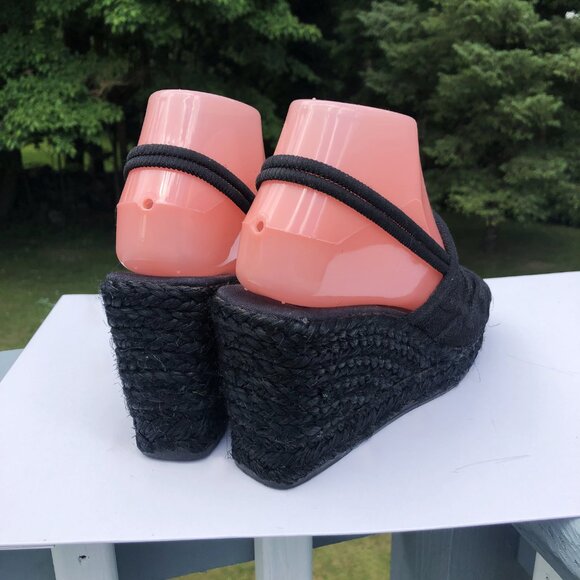 GUESS Black Embroidered Mesh Open Heel Stretchy Slingback Espadrilles Sz 7 NEW - Picture 3 of 6